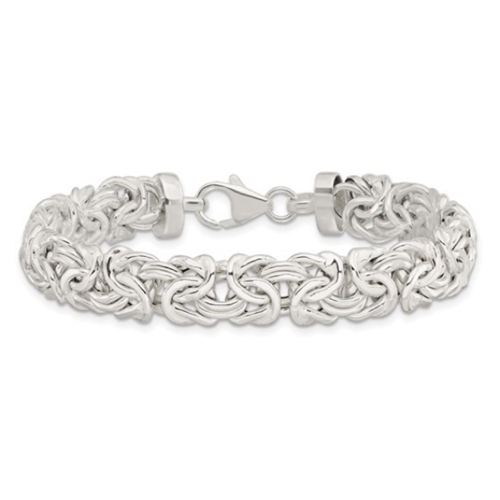 New Sterling Silver 7 inch flat byzantine bracelet. 9.3mm wide
